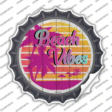 Beach Vibes Palm Novelty Bottle Cap Sticker Decal