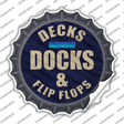 Decks Docks and Flip Flops Novelty Bottle Cap Sticker Decal