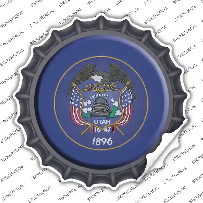 Utah State Flag Novelty Bottle Cap Sticker Decal
