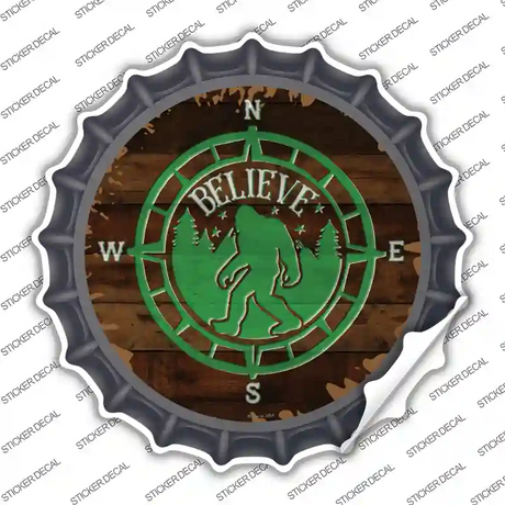 Sasquatch Compass Believe Novelty Bottle Cap Sticker Decal