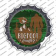Bigfoot Hunter Silhouette Novelty Bottle Cap Sticker Decal