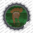 Bigfoot Hunter Footprint Novelty Bottle Cap Sticker Decal