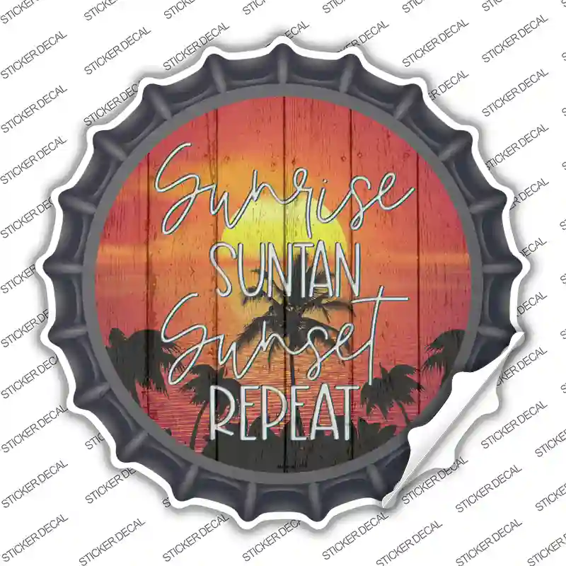 Sunrise Suntan Sunset Novelty Bottle Cap Sticker Decal
