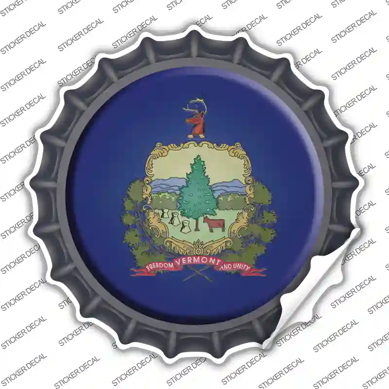 Vermont State Flag Novelty Bottle Cap Sticker Decal