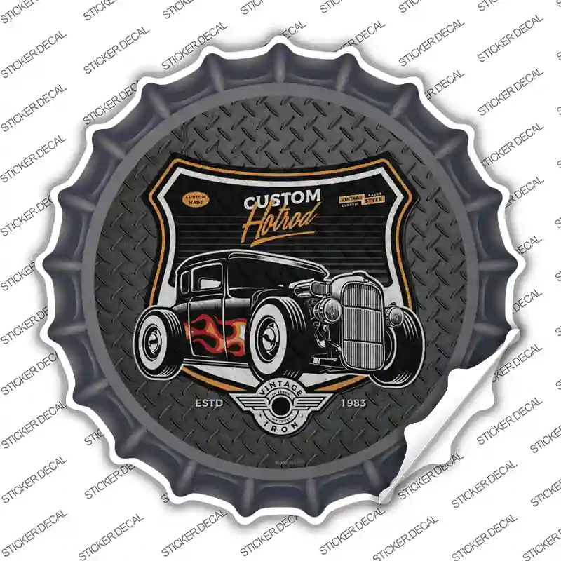 Custom Flame Hotrod Novelty Bottle Cap Sticker Decal