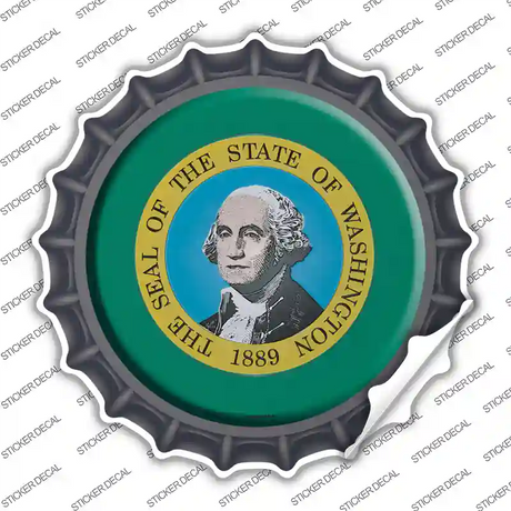 Washington State Flag Novelty Bottle Cap Sticker Decal