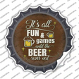 Beer Runs Out Novelty Bottle Cap Sticker Decal