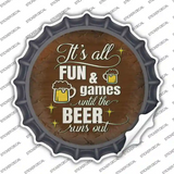 Beer Runs Out Novelty Bottle Cap Sticker Decal