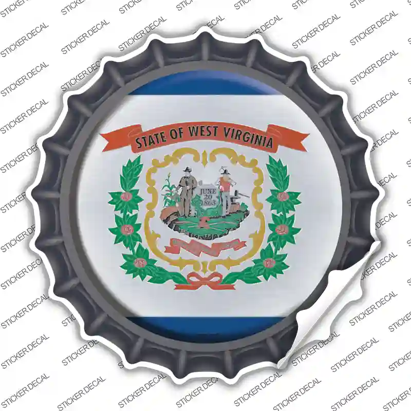 West Virginia State Flag Novelty Bottle Cap Sticker Decal