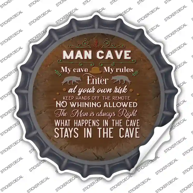 No Whining In Cave Novelty Bottle Cap Sticker Decal