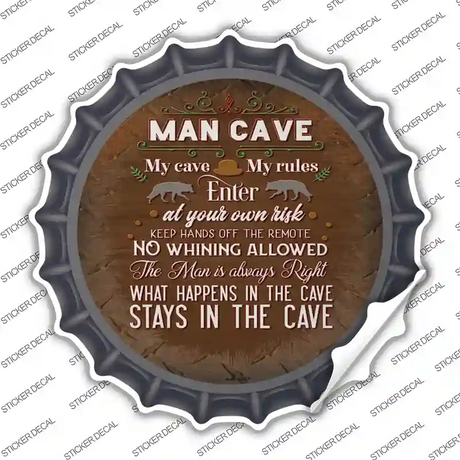 No Whining In Cave Novelty Bottle Cap Sticker Decal