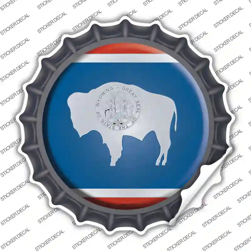 Wyoming State Flag Novelty Bottle Cap Sticker Decal