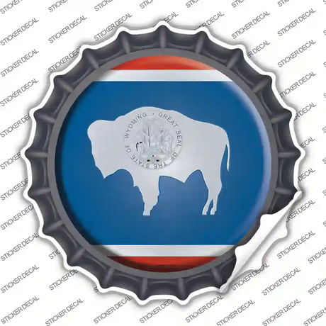 Wyoming State Flag Novelty Bottle Cap Sticker Decal