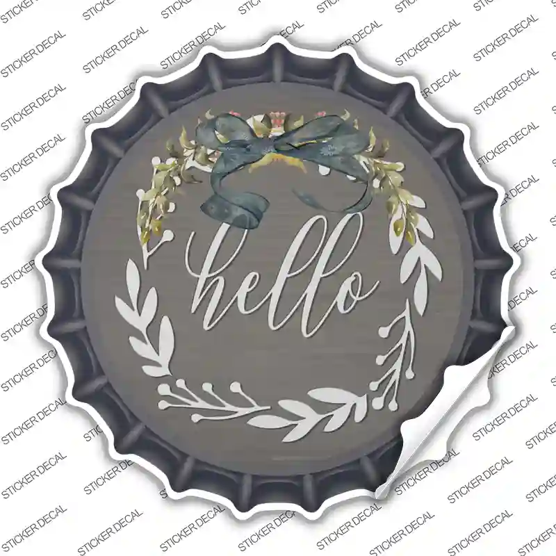 Hello Wreath Novelty Bottle Cap Sticker Decal
