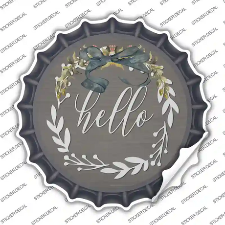 Hello Wreath Novelty Bottle Cap Sticker Decal