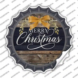 Merry Christmas Yellow Bow Novelty Bottle Cap Sticker Decal