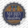 Merry Christmas Blue Bow Novelty Bottle Cap Sticker Decal