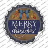 Merry Christmas Blue Bow Novelty Bottle Cap Sticker Decal