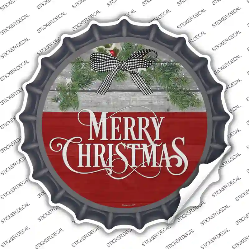 Merry Christmas Wreath Novelty Bottle Cap Sticker Decal