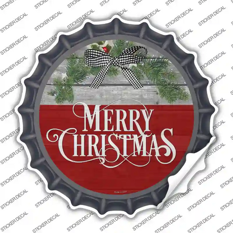 Merry Christmas Wreath Novelty Bottle Cap Sticker Decal