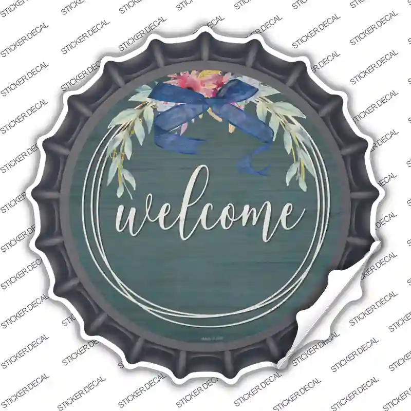 Welcome Wreath Novelty Bottle Cap Sticker Decal