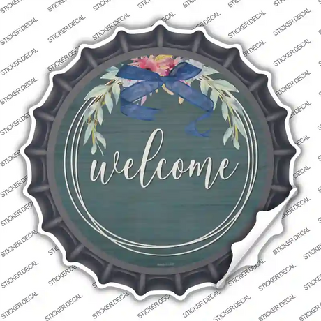 Welcome Wreath Novelty Bottle Cap Sticker Decal