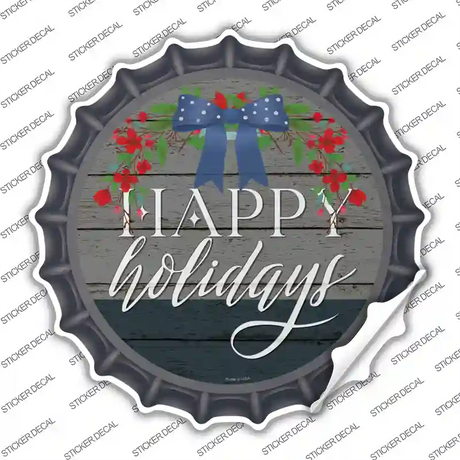 Happy Holidays Bow Novelty Bottle Cap Sticker Decal