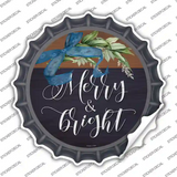 Merry And Bright Bow Wreath Novelty Bottle Cap Sticker Decal