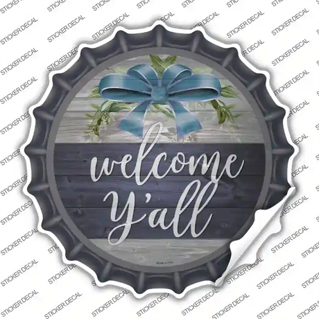 Welcome Yall Bow Wreath Novelty Bottle Cap Sticker Decal