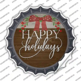 Happy Holidays Bow Wreath Novelty Bottle Cap Sticker Decal