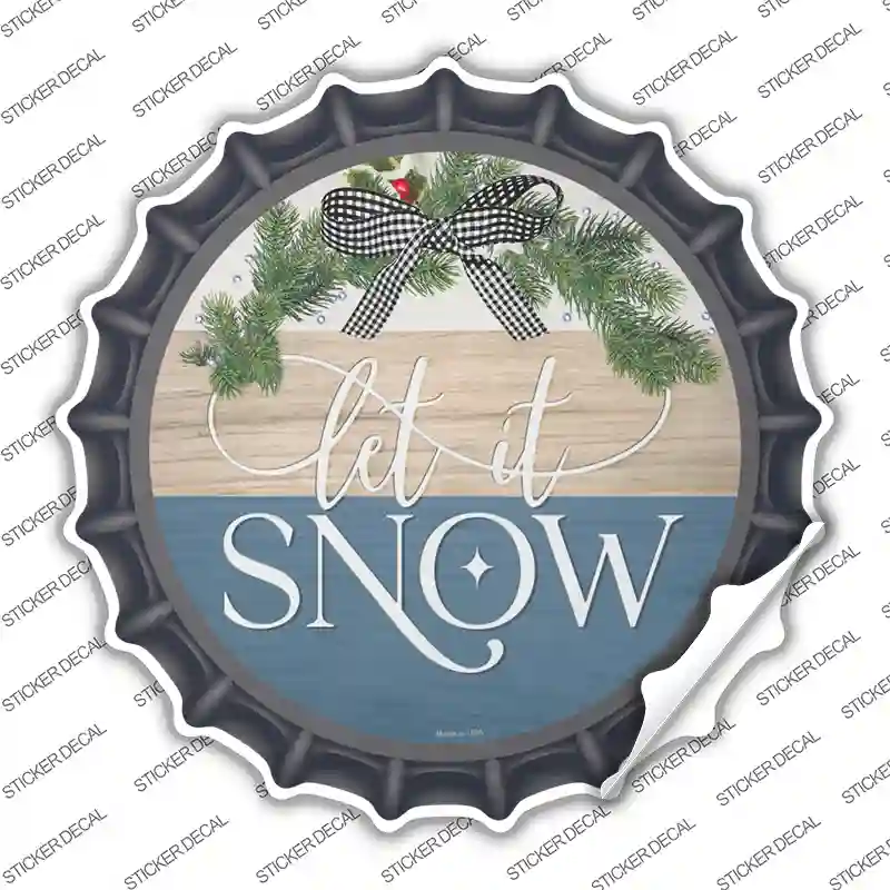 Let It Snow Bow Wreath Novelty Bottle Cap Sticker Decal