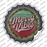 Merry Vibes Green Novelty Bottle Cap Sticker Decal