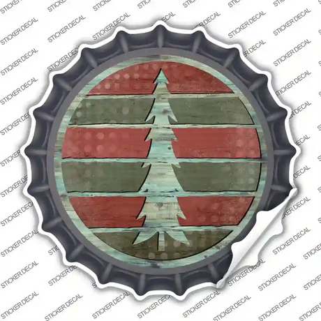 Tree Red and Green Novelty Bottle Cap Sticker Decal