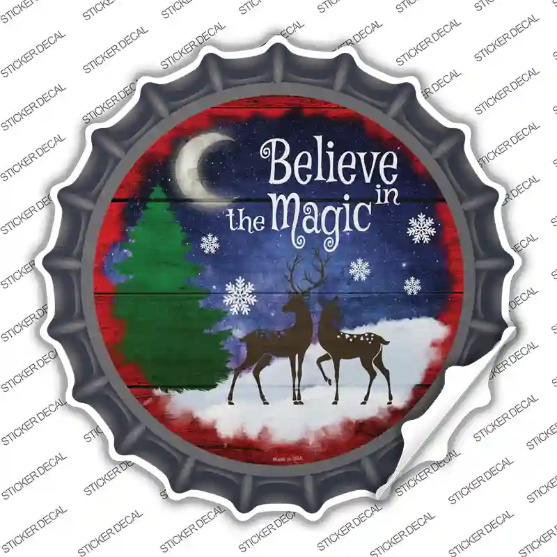 Believe in Magic Reindeer Novelty Bottle Cap Sticker Decal