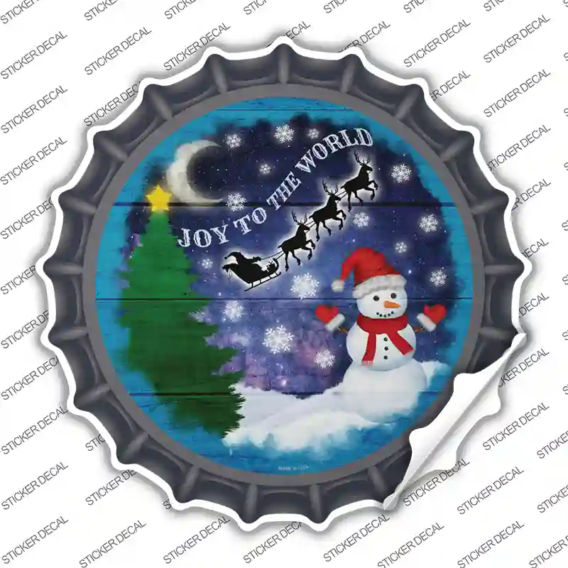 Joy to the World Snowman Novelty Bottle Cap Sticker Decal