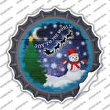 Joy to the World Snowman Novelty Bottle Cap Sticker Decal