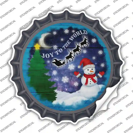 Joy to the World Snowman Novelty Bottle Cap Sticker Decal