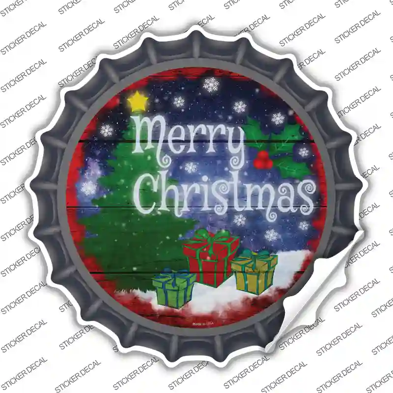 Merry Christmas with Presents Novelty Bottle Cap Sticker Decal