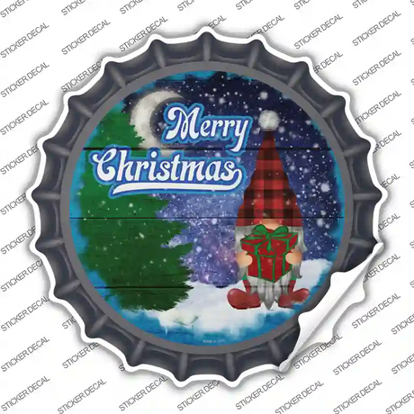 Merry Christmas Gnome Novelty Bottle Cap Sticker Decal