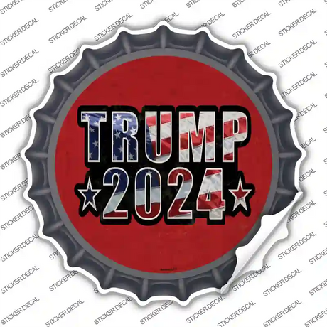 Trump 2024 American Flag Novelty Bottle Cap Sticker Decal