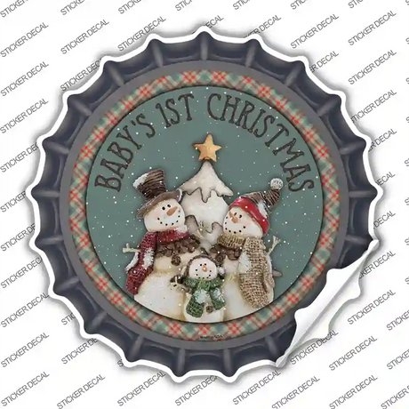 Babys First Christmas Novelty Bottle Cap Sticker Decal