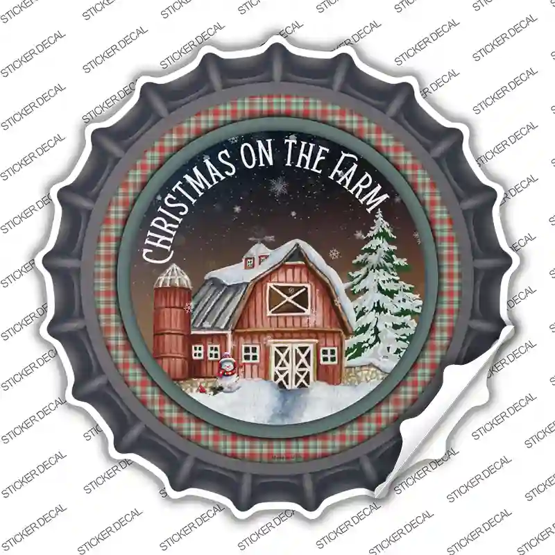 Christmas on the Farm Novelty Bottle Cap Sticker Decal