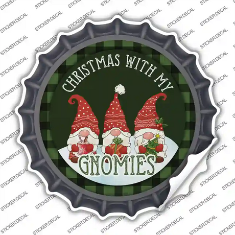 Christmas with my Gnomies Novelty Bottle Cap Sticker Decal