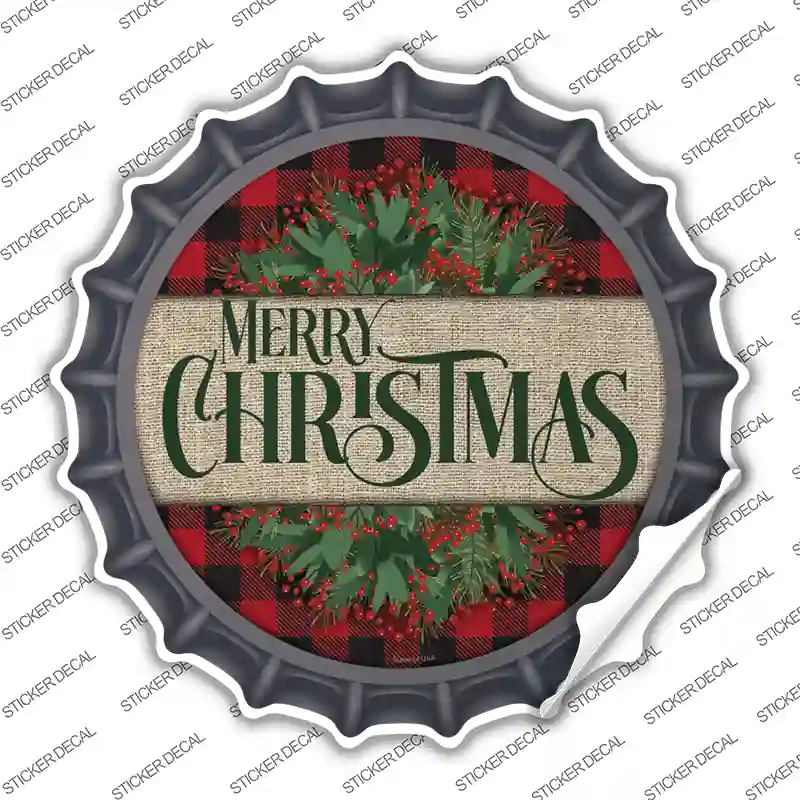 Merry Christmas Red Novelty Bottle Cap Sticker Decal
