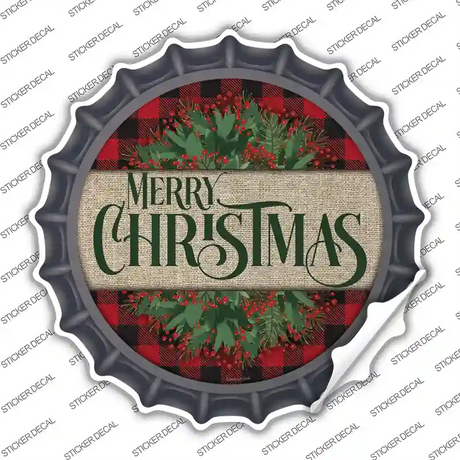 Merry Christmas Red Novelty Bottle Cap Sticker Decal