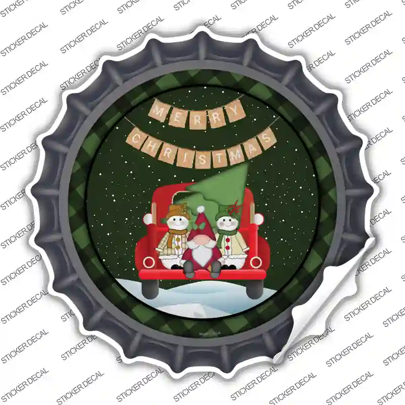 Merry Christmas Truck Novelty Bottle Cap Sticker Decal