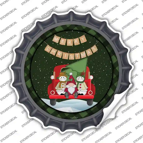 Merry Christmas Truck Novelty Bottle Cap Sticker Decal