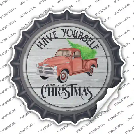 Merry Little Christmas Novelty Bottle Cap Sticker Decal