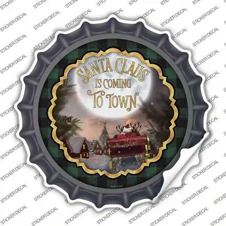 Santa Claus Is Coming To Town Novelty Bottle Cap Sticker Decal