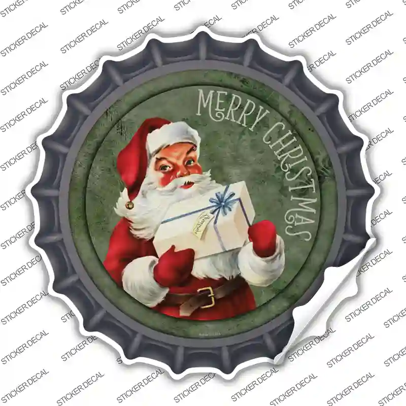 Merry Christmas with Present Novelty Bottle Cap Sticker Decal